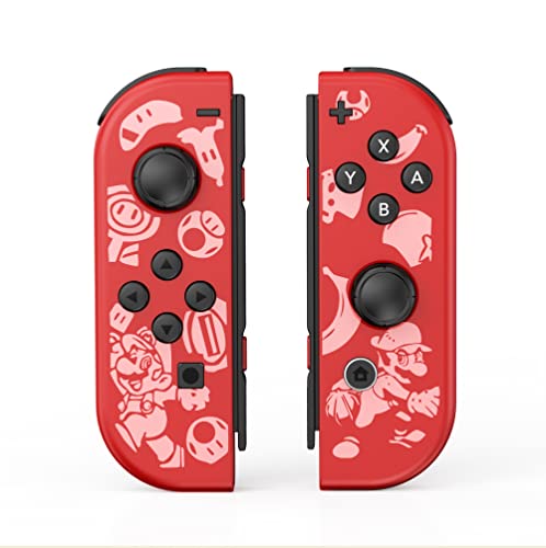 Mhwlhbx Générique Manette pour Swich, Remplacement Manette snas fil L/R Switch compatibles avec Switch/Lite/OLED, supportant le contrôle de mouvement/réveil/vibration double-Red