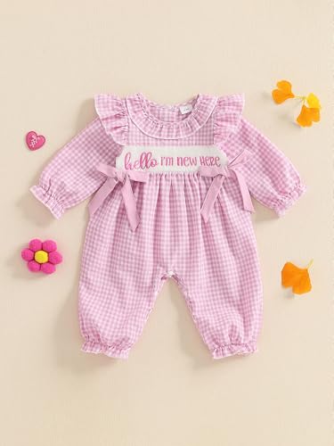 Newborn Baby Girl Fall Clothes Coming Home Outfit daddy's girl Smocked Romper Cute Jumpsuit Winter Outfits2