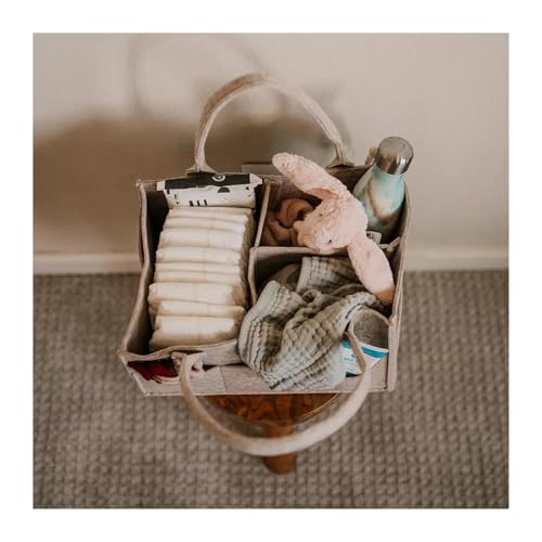Generisch Baby Organizer Wickeltisch，Wickel Organizer，Diaper Caddy Organizer，Windeltasche FüR Unterwegs，Plush Wrap Organiser，Baby Nappy Caddy Organiser (33 * 23 * 18Khaki)