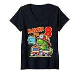 Photo Gallery donna bambini dinosaur fire truck 8th birthday boy 8 trex firefighter maglietta con collo a v Photo Gallery donna bambini dinosaur fire truck 8th birthday boy 8 trex firefighter maglietta con collo a v