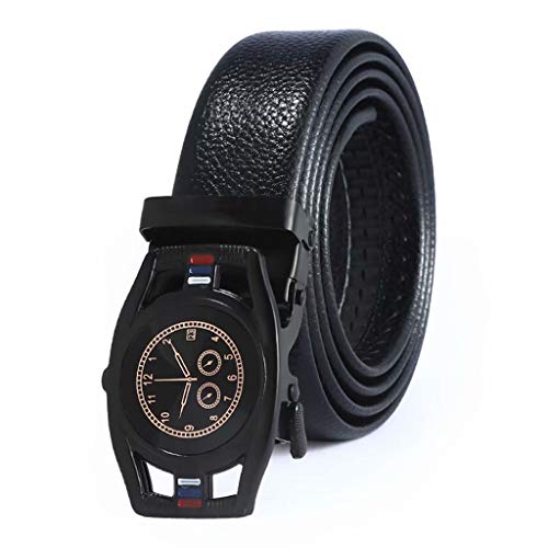 Men's Casual Leather Belt with Alloy Automatic Buckle,Mens Ratchet Belt,Clock Model Belt with Fashion Gift Set for Men
