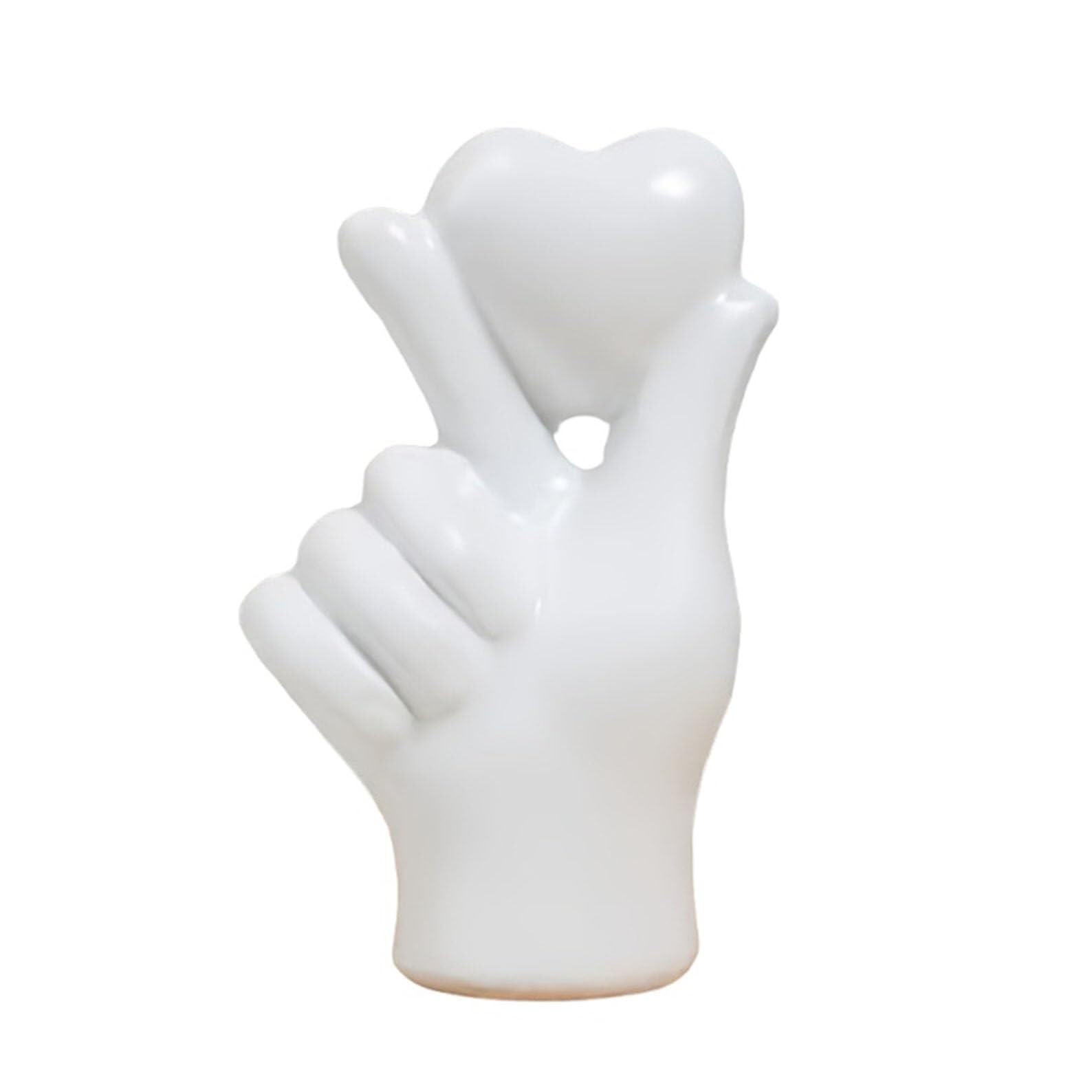 JJJing5 Decor Heart Hands Sculpture Resin Heart-Shaped Gesture Statue Room Decor Nightstand Accessories(White)