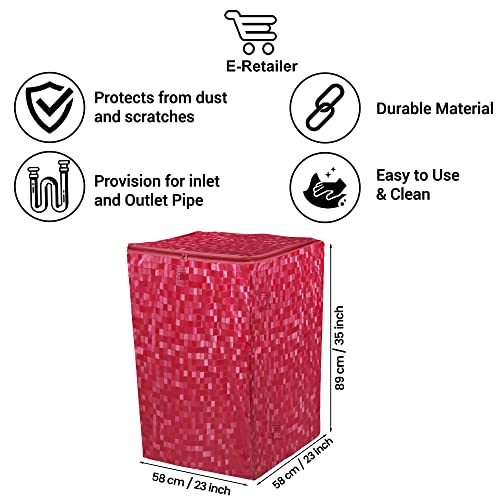 Image of Polyester Washing Machine Top Load Cover with Zipper Waterproof & Dustproof Washable Protector for 5kg-8kg Capacity (Red, 23x23x35 Inch)