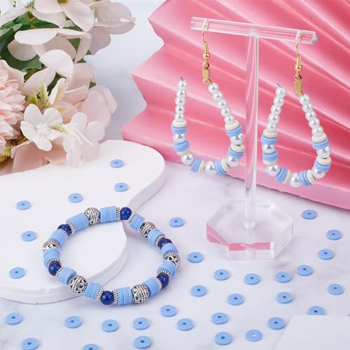 SUNNYCLUE 1 Box 1000PCS+ 6mm Light Blue Clay Heishi Beads Bulk Polymer Round Beads Small Refill Flat Disc Vinyl Spacer Loose Bead for Jewellery Making DIY Bracelets Necklace Chocker Craft Supplies - Image 4