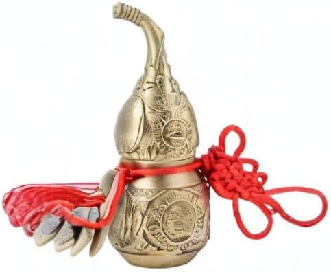 Miniatura 9 de HEEPDD Estatua de calabaza de latón chino, figura de riqueza de cobre de buena suerte Wu, decoración para el hogar coleccionable