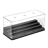 Zorplex Acryl Vitrine für Minifiguren, 4-Schicht Stapelbare Staubdichte Display Box mit Abnehmbaren Ebenen, Transparenter Schaukasten für Figuren, Bausteine und Sammlermodelle (Schwarz)
