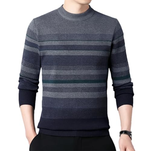 Men'S Striped Sweater Pullover Knitted Men'S Thickened Autumn and Winter Retro Casual Sweater