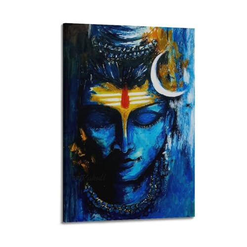 Peinture à l'huile Shiva Blue tableau salon décoration murale 20x30