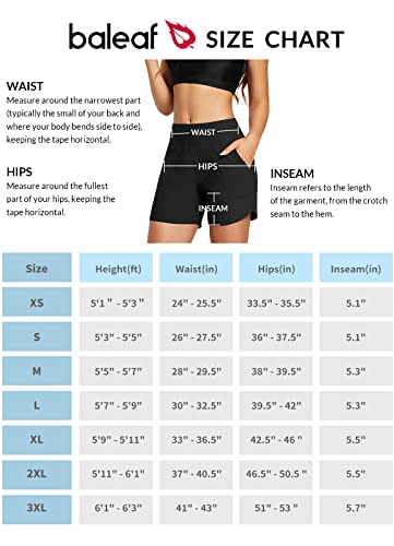 Baleaf Women'S Swim Shorts Tummy Control Modest Swimsuits Bathing Suit Bottoms 5 Inch Board Shorts Beach Trunks With Pockets Black M thumb #6