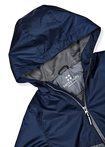 Swiss Alps Boys Color Block Rain Jacket, Pure Navy, 4 #TOP4