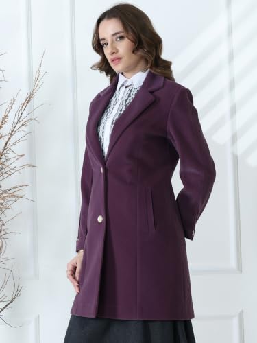 Image of PLAGG Women's Notched Lapel Long Overcoat