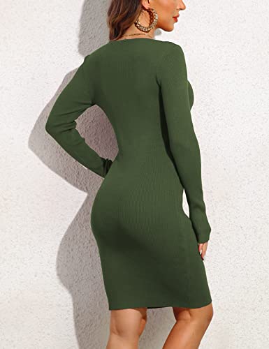 Image of Rocorose Women's Turtleneck Sweater Dress Long Sleeve Elasticity Ribbed Mini Bodycon Dresses