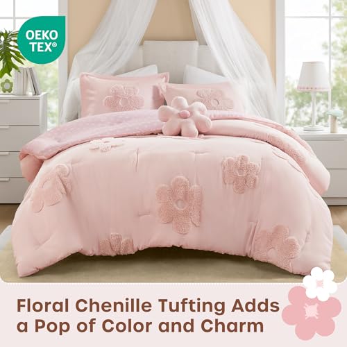 Image of Intelligent Design Kids Pink Floral Queen Comforter Set for Girls, 4pc