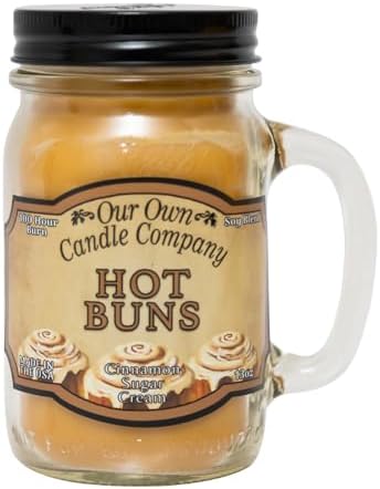 Our Own Candle Company, Hot Buns Scented Mason Jar Candle, 100 Hour Burn Time, Made in The USA - 13 Ounces