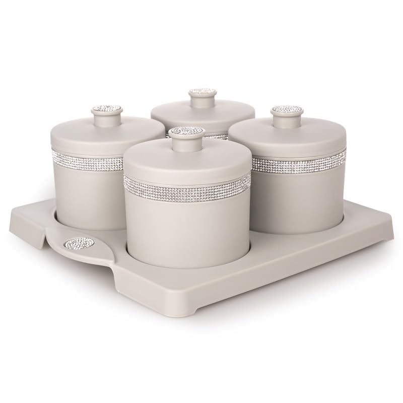Image of Nayasa Sapphire Round Dry Fruit, 4 pcs Container Serving Tray Set | 450 ML Each | Multipurpose Serving Set | Premium Design | BPA Free | Food Grade | Air-Tight Lid | Snack Organizer Tray | Grey