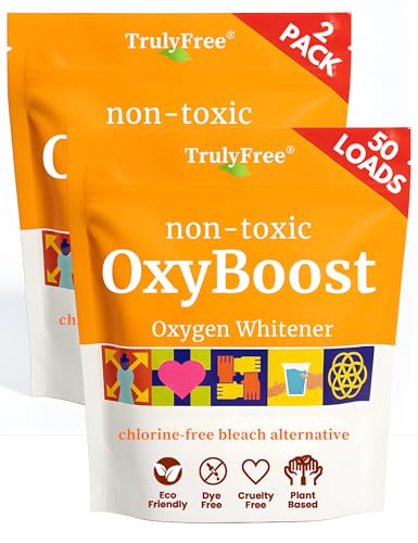 Truly Free OxyBoost - Oxygen Whitener & Clothes Stain Remover Laundry Detergent Powder with Sodium Percarbonate - Brightens Whites & Safe for Colors - Non-Chlorine Gentle Yet Powerful - Pack of 2