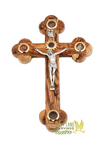 Crucifijo de madera de olivo de 11 pulgadas para bendecir el salón familiar