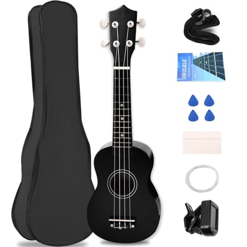 Ukulele 21 Polegadas, Madeira, Soprano, Concert, Tenor, Acústico, Ukulele, Soprano Ukelele, Concert, Tenor(Preto)