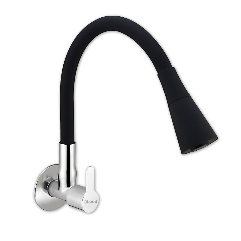 Oleanna Orange Flexible Sink Cock Faucet | Flxo Play (with 360 Degree Flexible Silicon Hose & Dual Flow Pattern) | Hot/Cold Water Tap with Wall Flange| Black | Pack of 1 (B0C2C9LT9X) Amazon Price History, Amazon Price Tracker