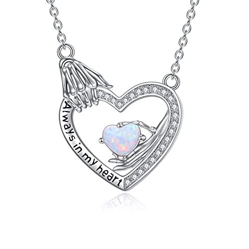 Collier pierre de naissance octobre opale bleue pour femme et maman