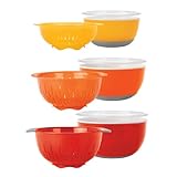 OXO Good Grips 9-Piece Nesting Bowls and Colanders Set, Yellow/Orange/Red