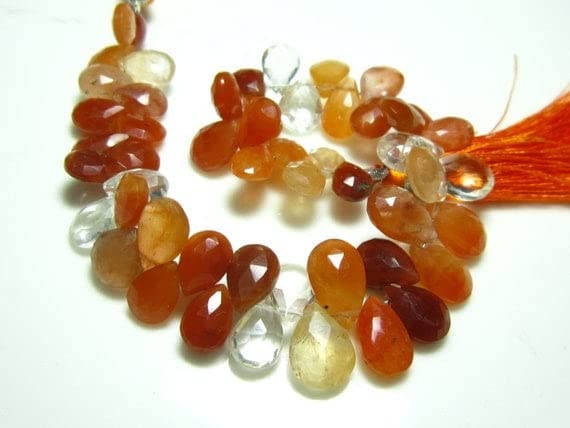 Quartz mandarine briolette 7-11mm au dégradé de tailles pour colliers asymétriques
