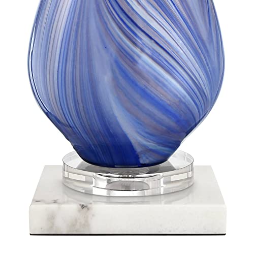 Lámpara de mesa moderna Taylor azul con base de mármol blanco miniatura 6