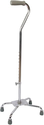 BodyMed Bastón cuádruple ajustable de aluminio, muleta para caminar para adultos y personas mayores, bastón resistente, totalmente ajustable para