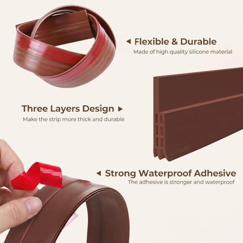 Image of Solitude Silicone Door Bottom /Under Gap Filler Rubber Sealing Strip, Door Sealer Strip for Cockroach, Insect and Bugs, Seal Air & Dust, Brown (39 inches)