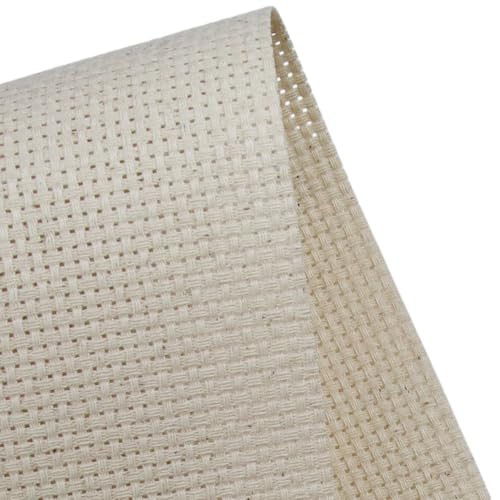 Image of KCS 59 inch x 1 Yard (93cmx149cm) 11ct Counted Cotton Aida Cloth Cross Stitch Fabric (Oatmeal)