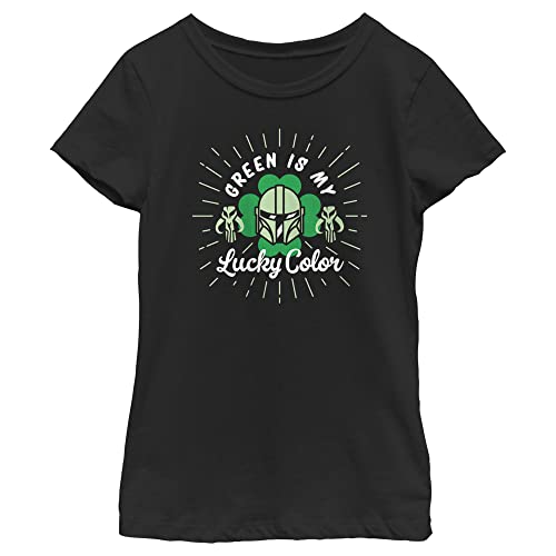Image of The Mandalorian Girl's Star Wars St. Patrick's Day Din Djarin Green is My Lucky Color T-Shirt