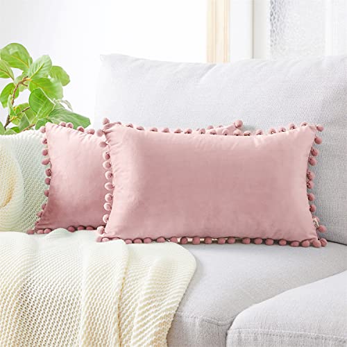 Top Finel Blush Pink Throw Pillow Covers 18x18 Inches