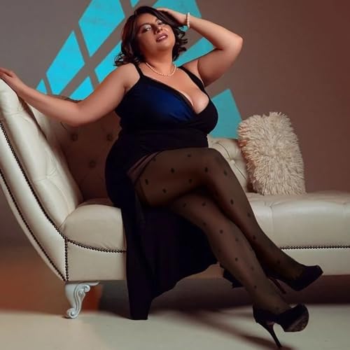 Image of Yilanmy Patterned Plus Size Tights Polka Dot 40D High Waist Black Leopard Sheer Pantyhose for Women