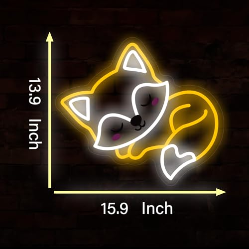 Image of Fox Neon Sign, USB Powered LED Light for Room Decor | Cute Animal Wall Decor for Bedroom, Kids Room, Game Room, Party Decoration and Fox Lovers Gift