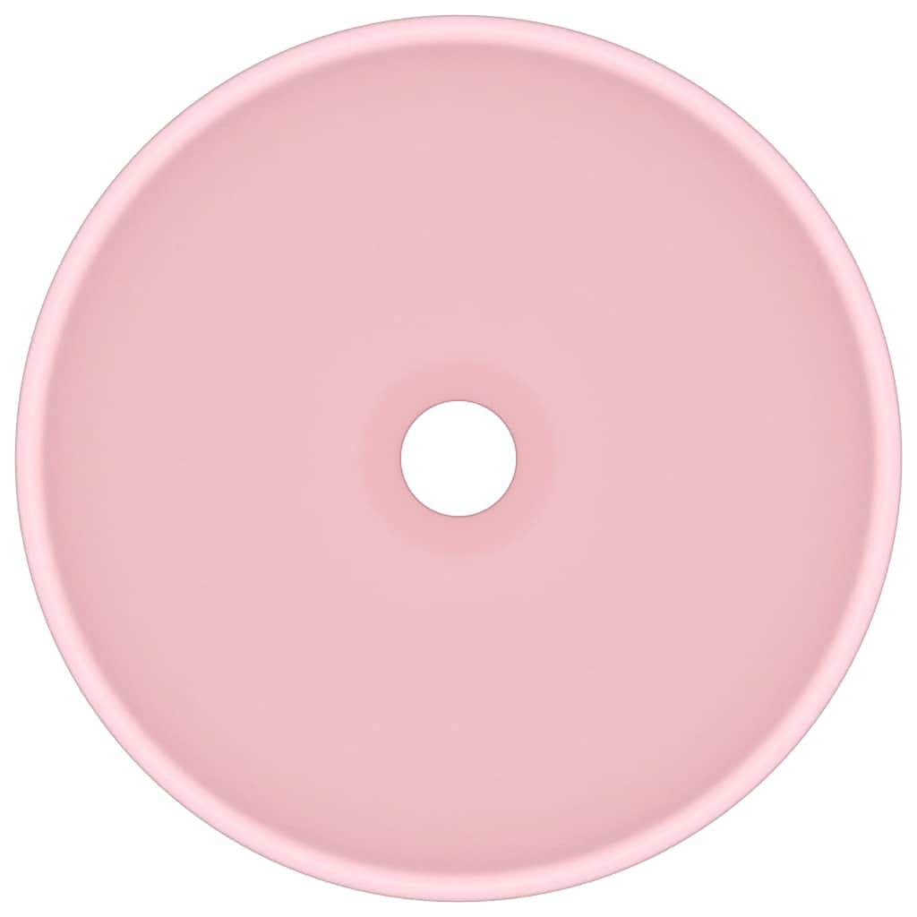 vidaXL Lavabo Rond de Luxe de Salle de Bain Vasque à Poser de Toilette Lave-mains Salle Cosmétique Intérieur Rose Mat 32,5x14 cm Céramique