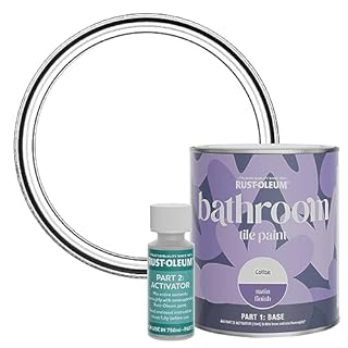 Rust-Oleum White Water-Resistant Bathroom Tile Paint in Satin Finish - Cotton (White) 750ml