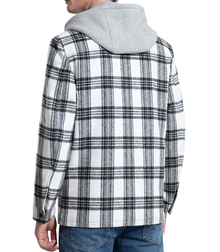 FTIMILD Men's Flannel Jackets Quilted Lined Shirt Plaid Cotton Soft Warm Coat for Men with Detachable Hood2