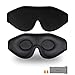 TechRise Sleep Mask,Eye Mask, Skin-Friendly Pure Natural Silk Fabric and Pure Cotton Filled Sleeping Mask with Ear Plug and Adjustable Comfortable Strap - Black