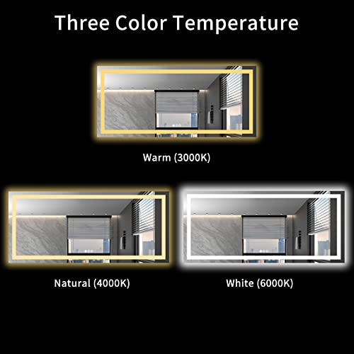 LOAAO 72X32 LED Bathroom Mirror with Lights, Anti-Fog, Dimmable, Backlit + Front Lit, Lighted Bathroom Vanity Mirror for Wall, Shatter-Proof, Memory Function, ETL Listed