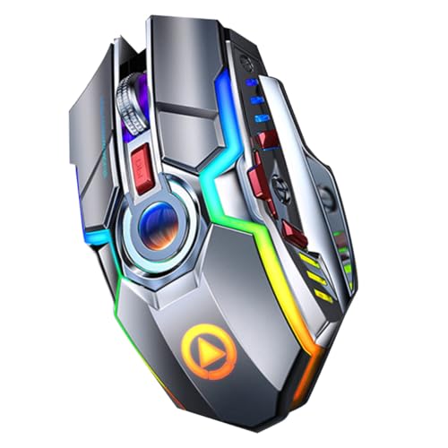 ELAYARD Souris De Jeu sans Fil Silencieuse RGB à 7 Touches, Rechargeable, Ergonomique, pour Gamers, Usage Gaming, Finition Électroplacée Gris