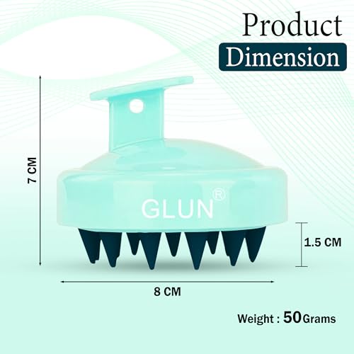 Image of GLUN Pack of 2 Scalp Shampoo Brush - Silicone Hair Scalp Massager for Dandruff Removal & Deep Cleansing (Turquoise)