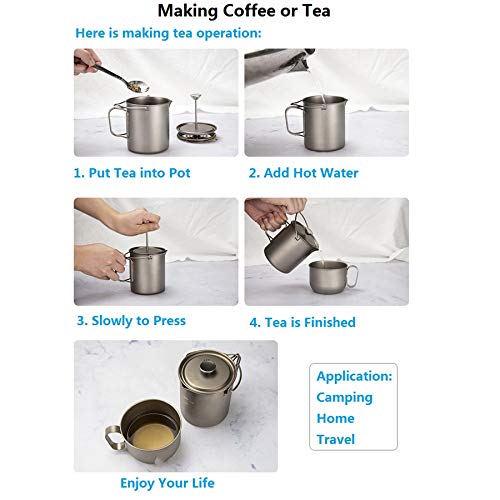 Bivouac 750Ml Titanium Cup Camping Press Coffee Pot Outdoor French Press Pot Camping Cup 750Ml Titanium Coffee Cup #TOP7