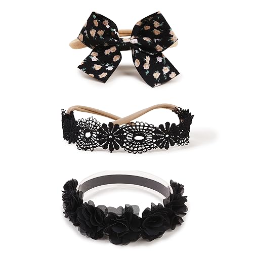 Image of BFNAAgirl New Model Baby Girl Nylon Headbands Nylon Flower Elastic Hairbands 3pcs Hair Accessories Gift for Newborn Infant Toddlers (BF-XKFD002)
