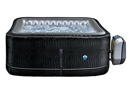 NetSPA SP-CAM130D aufblasbarer Whirlpool, quadratisch, für 4 Personen, 168 x 70 cm, PVC-beschichtet, Kunstleder, Bezug mit Krokodil-Effekt - Liner innen Perle - Montage 15 min Cover