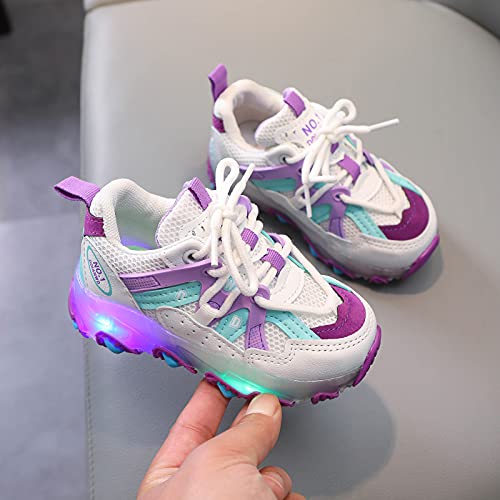 Toddler Girl Shoes Children Kids Baby Girls Boys Sneakers Bling Led Light Casual Lace Up Sport Shoes 1-7 Years3