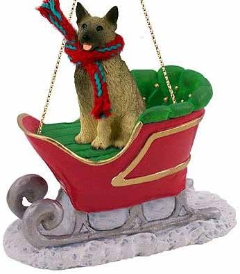 Conversation Concepts Norwegian Elkhound Sleigh Ride Christmas Ornament - Delightful!