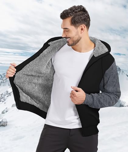 Mens Fleece Hoodies Zip Up Warm Thick Winter Jacket - image 2