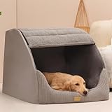 Große Hundehütte für den Innenbereich, weiches Plüsch-Hundehöhlenbett, bezogenes Hundebett mit flauschigem waschbarem Kissen, tragbares Hunde-/Katzen-Haustierzelt-Haus für kleine, mittelgroße Hunde