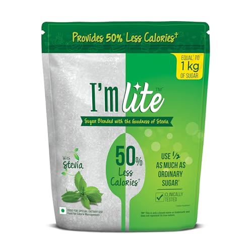 Image of I'm Lite - Sugar blended with Stevia, 50% less calories, 500 g Pouch (Pack of 9)
