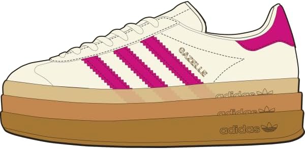 adidas Women's Gazelle Bold W Cream whiteShock Pink/Gold met. 5.5 US